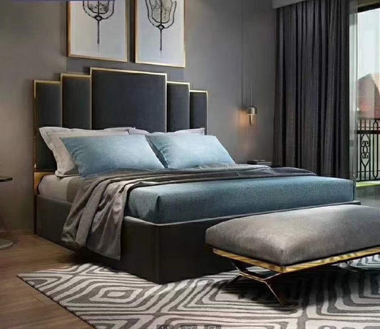 Simple high bed with solid wood