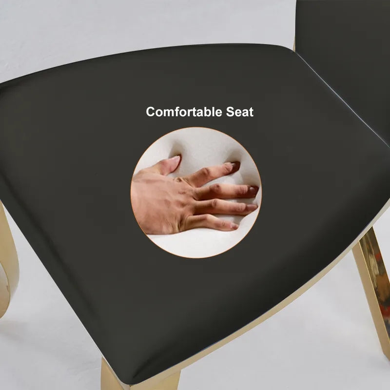 Black Upholstered Dining Chairs Set of 2 High Back Side Chair Stainless Steel Legs