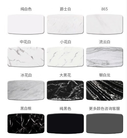 Contemporary Design Round flower shape Dining Table Modern White Rock Board Top with /without Lazy Susan +Stainless Steel Gold base