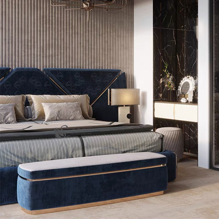 Modern simple bedroom fabric bed Italian style