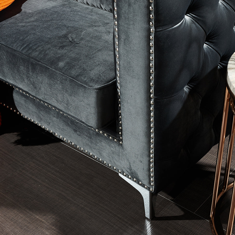 3-Pieces Modern Metal Style Sofa Set, Dark Gray