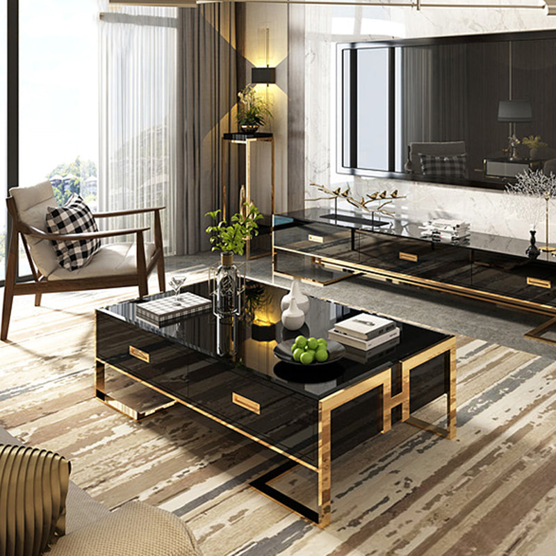 Modern Paint Coffee Table with gold frame