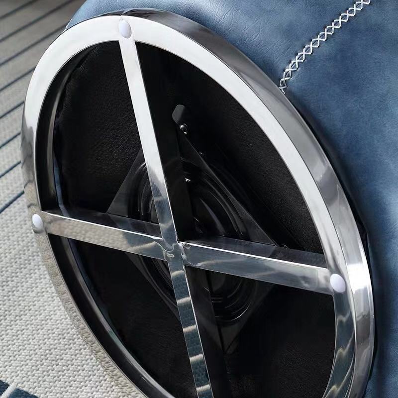 Modern Round 360 Swivel Chair,Leather Peacock Blue