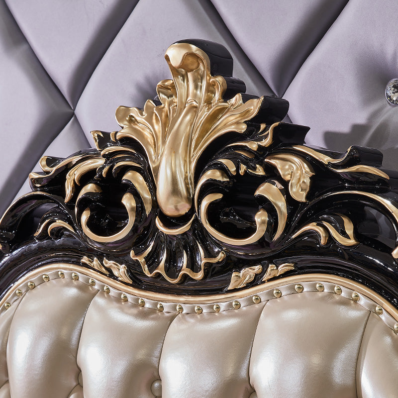 Luxury Classic Italian King Size Bed with Leather Cover