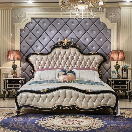 Luxury Classic Italian King Size Bed with Leather Cover