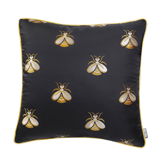 Yellow Honey Watercolor Pattern Cushion, Black