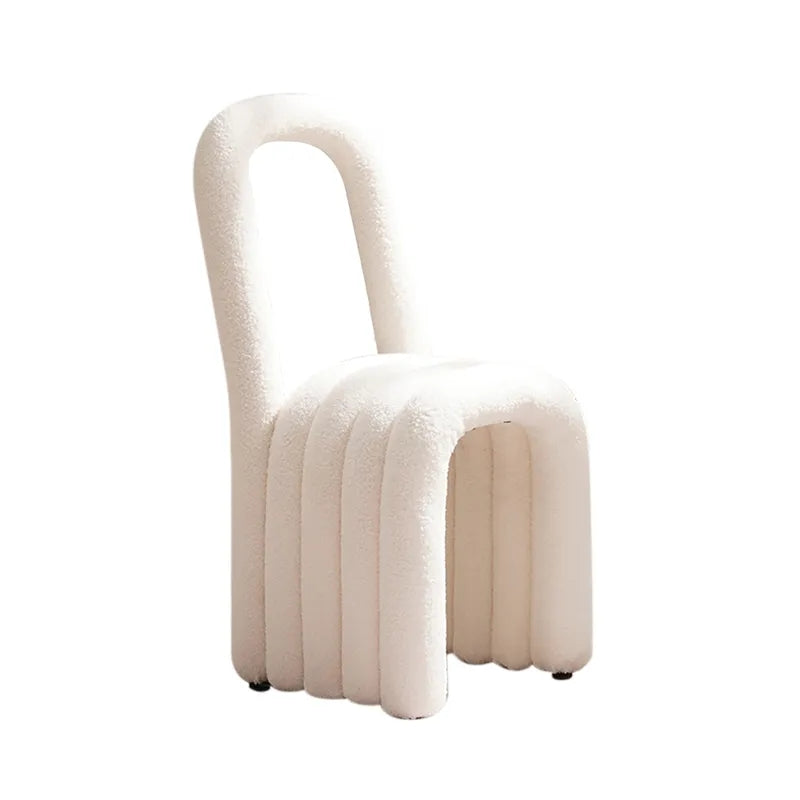 Modern White Boucle Dining Room Chair Side Chair (Set of 2)