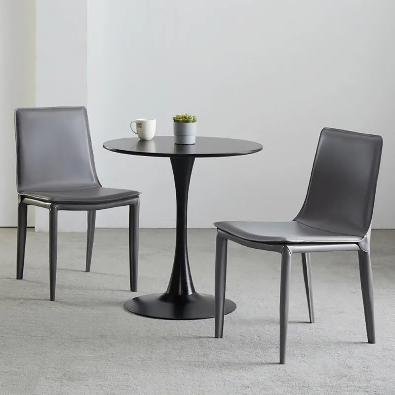 Gray Saddle Leather Upholstered High Back Dining Chair (Set of 2)