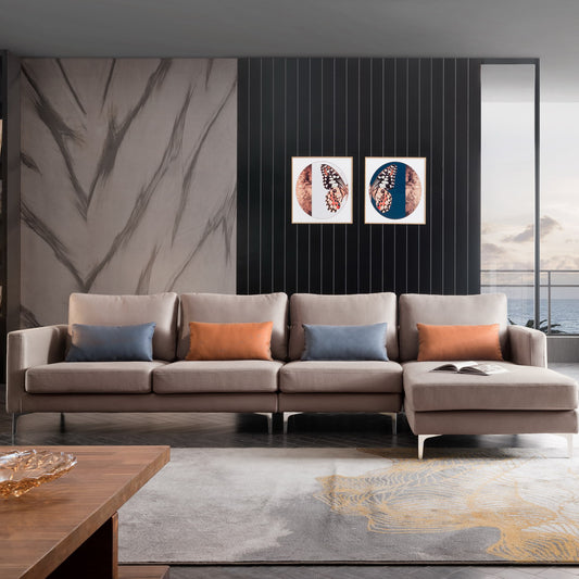 Leathaire L-shape Reversible Sleeper Sectional Sofa, Khaki