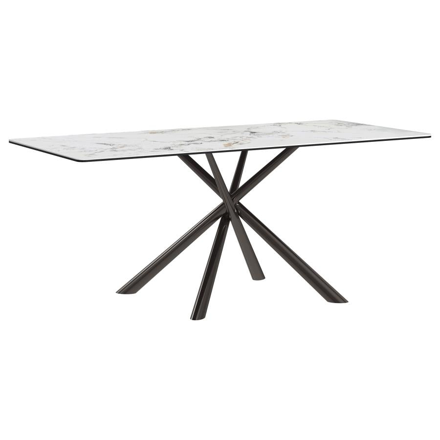 2025 contemporary karvell Rectangular Sintered Stone Dining Table Mirage White   71"