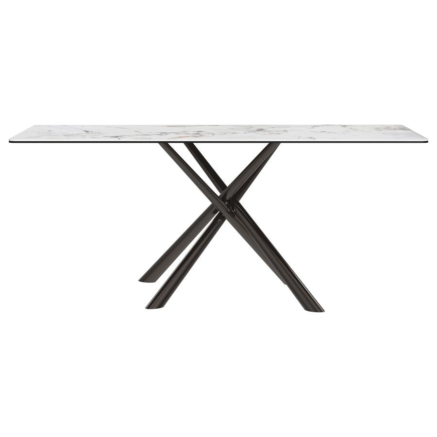 2025 contemporary karvell Rectangular Sintered Stone Dining Table Mirage White   71"