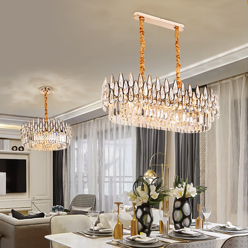 Post-modern light luxury crystal atmosphere living room chandelier luxury simple European villa creative restaurant lamp high-end bedroom lamp