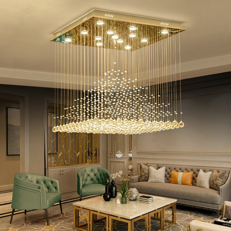 Living room crystal lamp ceiling rectangular modern minimalist bedroom lamp atmosphere home villa lamp light luxury crystal lamp