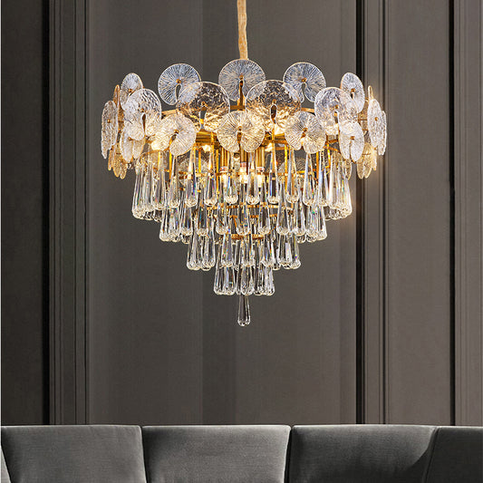 All copper crystal chandelier post-modern luxury modern minimalist dining room bedroom lamps hall lighting light luxury living room lamp