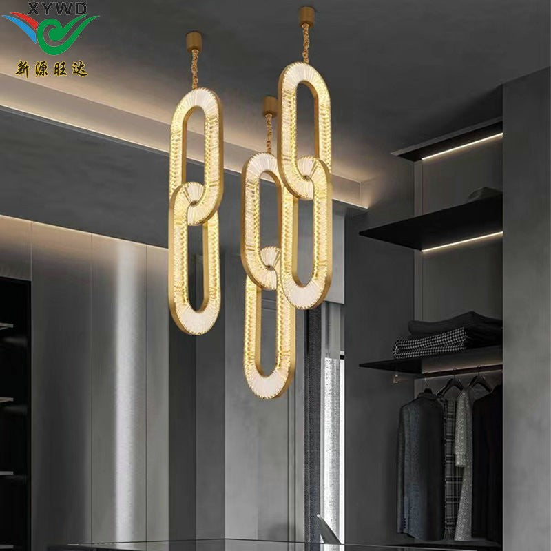 Lobby chandelier light luxury post-modern non-standard project villa staircase sand table crystal lamps