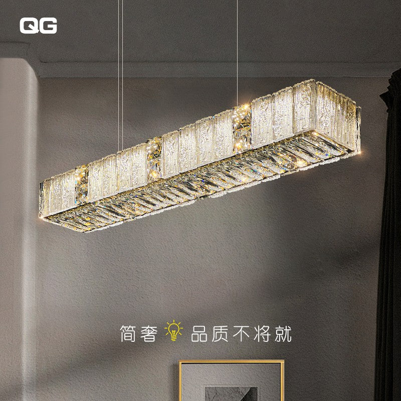 Light luxury chandelier restaurant lamp 2023 new glass crystal lamp high-end atmospheric long table lamp