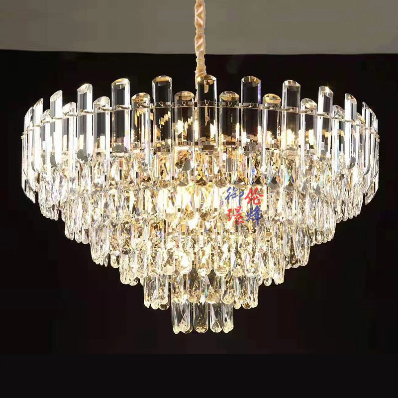 Light luxury chandelier crystal post-modern living room lamp multi-layer atmosphere restaurant bedroom new hall soot whole house lamps