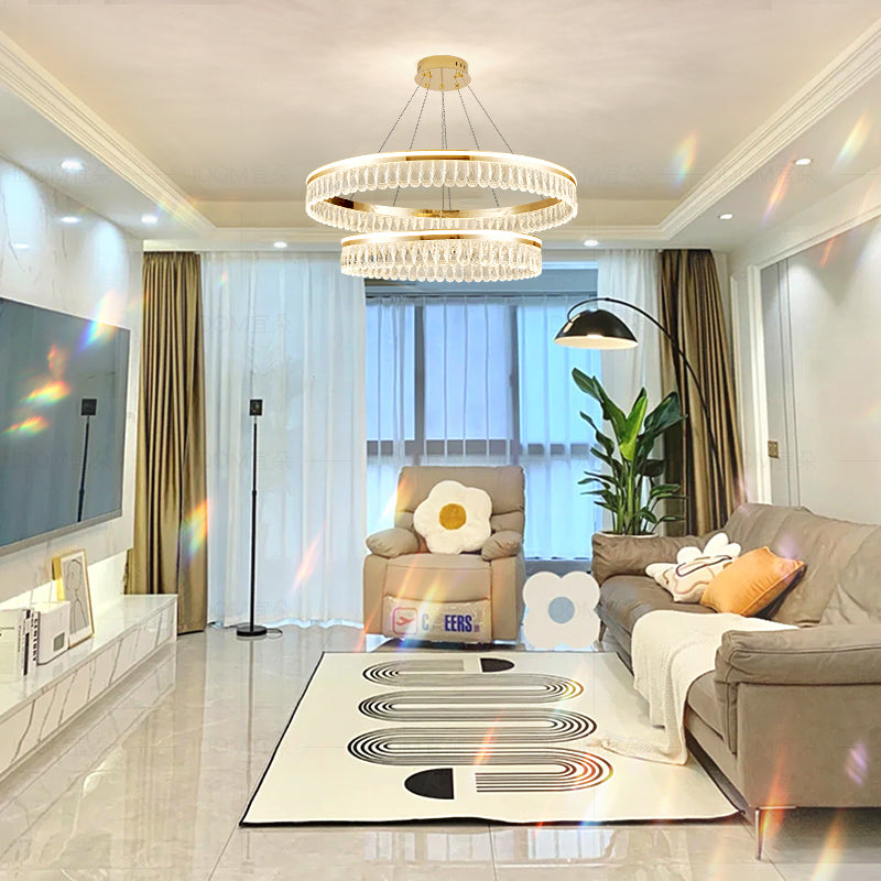 New light luxury crystal chandelier post-modern Hong Kong-style living room dining room bedroom lamp luxury hotel villa soft decoration lighting