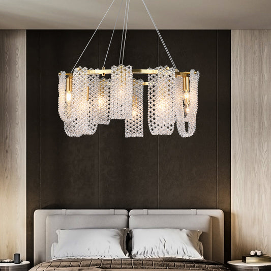 Light luxury crystal chandelier living room lamp modern minimalist master bedroom whole house package combination set new dining room lamps