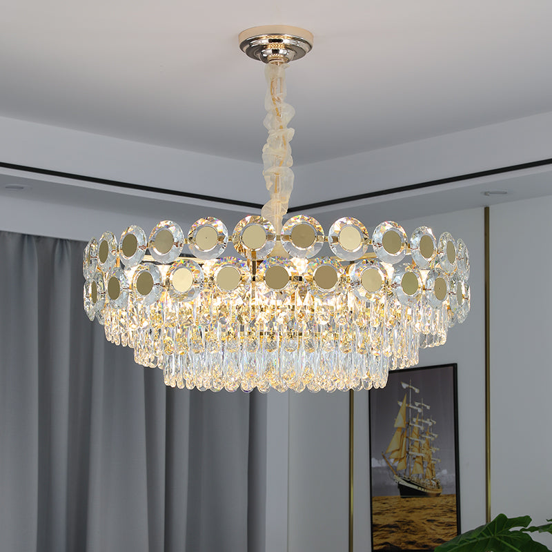 European-style dining room lamp post-modern light luxury crystal chandelier simple creative dining table study lamp home bedroom round furniture