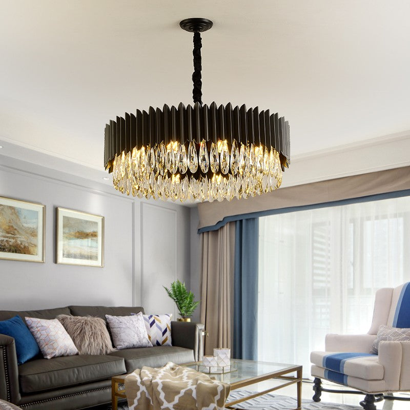 Crystal chandelier 2023 new light luxury living room headlight modern simple atmosphere luxury high-end whole house set lamp