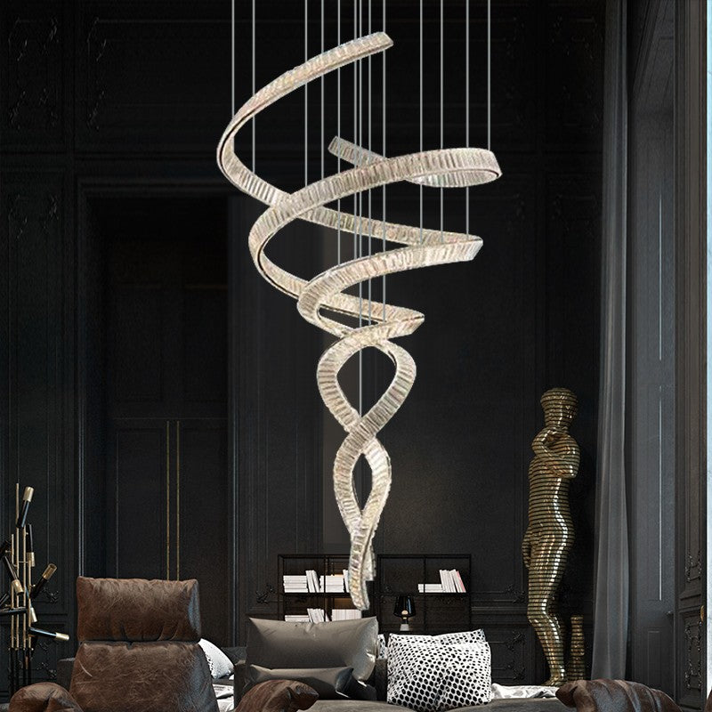 Villa high living room large chandelier crystal lamp designer light luxury art hollow staircase duplex loft chandelier
