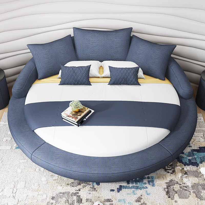 New fabric round bed double bed Nordic luxury princess soft bed Removable and washable fabric round bed