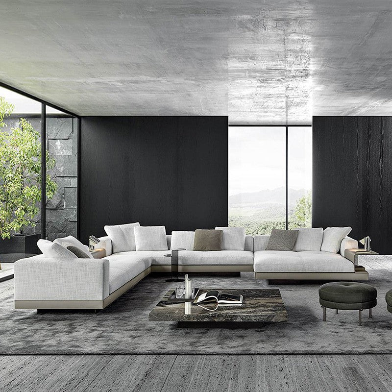 Italian minimalist Connery cotton and linen fabric sofa living room large villa high-end designer corner combination