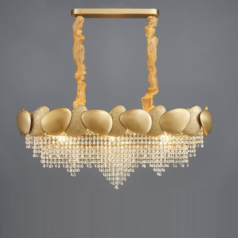 Light luxury crystal chandelier golden oval restaurant bar lamp bedroom luxury simple atmosphere living room lamp