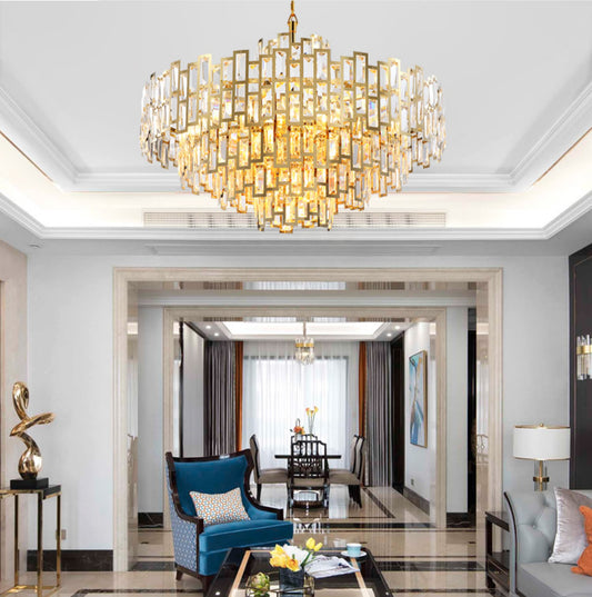 Living room chandelier light luxury crystal modern atmospheric villa chandelier high-end American dining table 2023 new hall main light