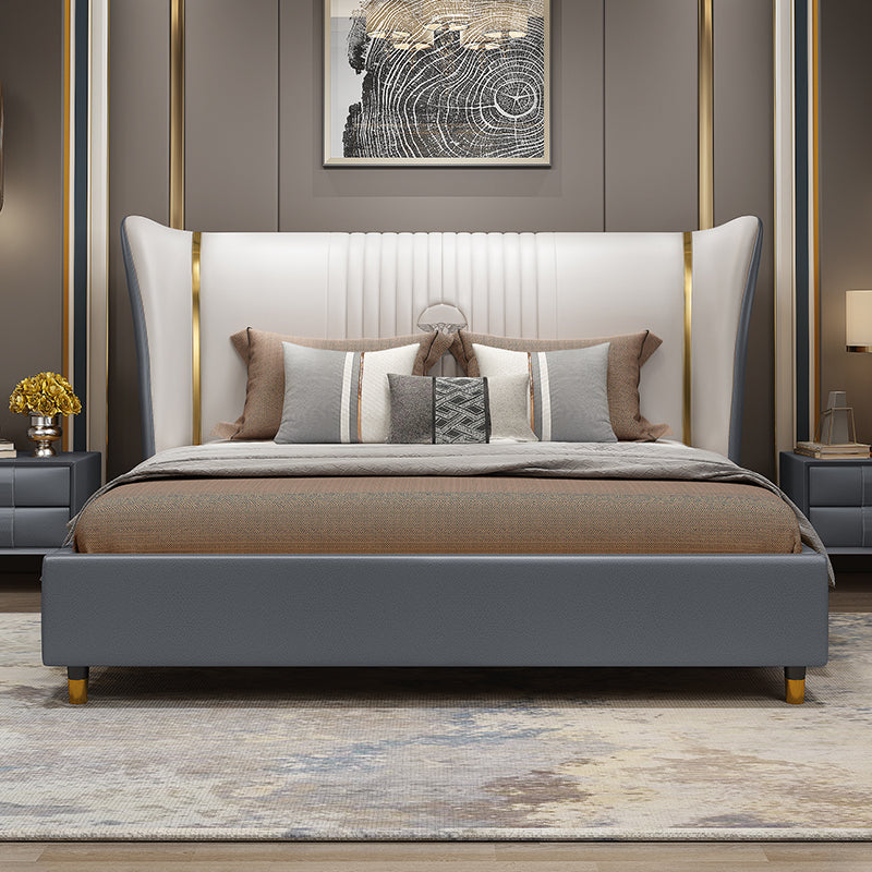 Italian light luxury bed master bed 1.8m king bed simple modern high-end light luxury wind bed leather bed leather bed