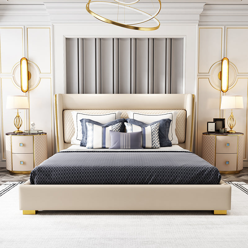 Customized luxury leather bed double king bed 1.8m Italian modern simple solid wood soft bag storage bed master bedroom wedding bed