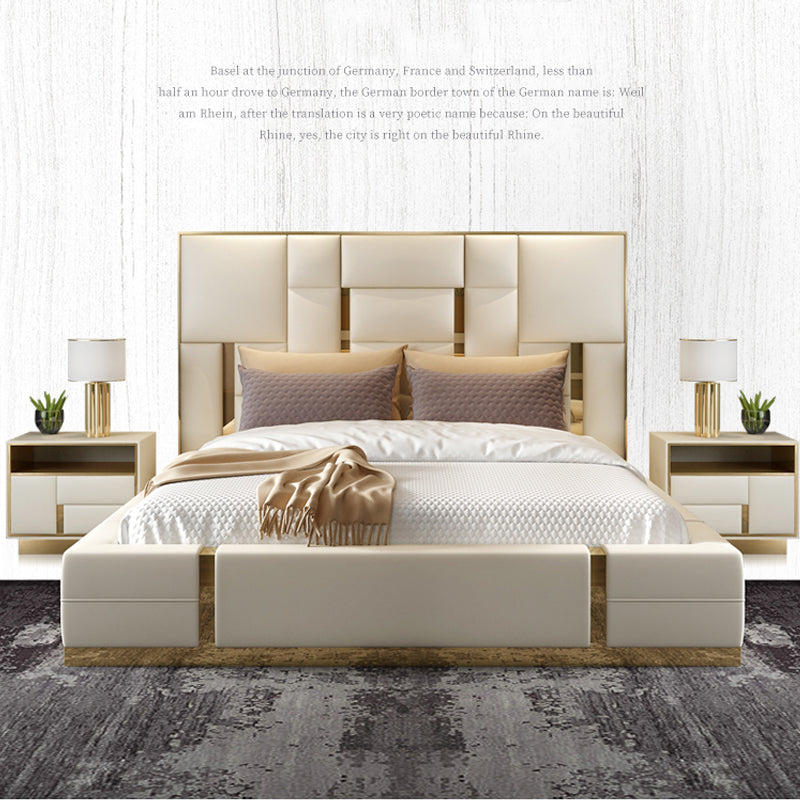 Hong Kong-style luxury ins leather bed Simple Italian soft bed American modern storage 1.8m2 double master wedding bed