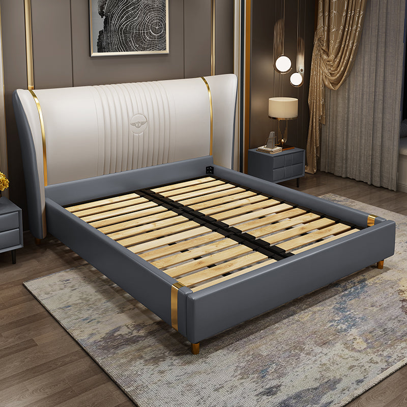 Italian light luxury bed master bed 1.8m king bed simple modern high-end light luxury wind bed leather bed leather bed