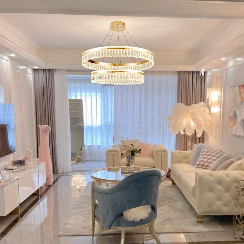 New light luxury crystal chandelier post-modern Hong Kong-style living room dining room bedroom lamp luxury hotel villa soft decoration lighting