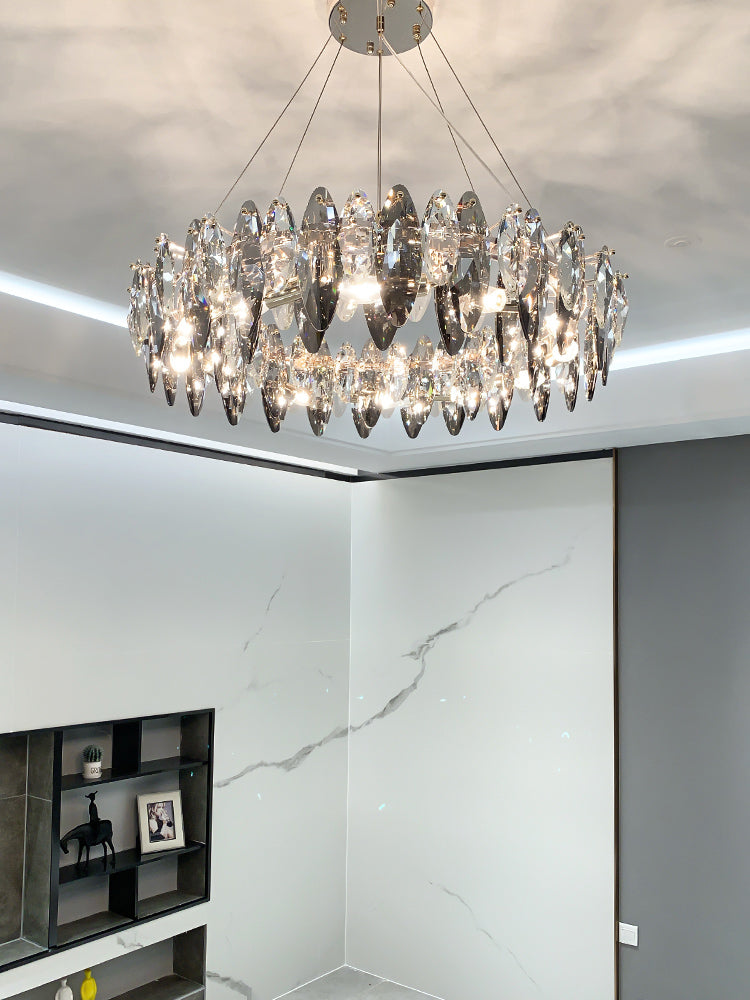 2023 new light luxury living room crystal chandelier post-modern minimalist European style net red lighting atmosphere restaurant lamps
