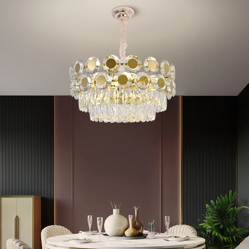 European-style dining room lamp post-modern light luxury crystal chandelier simple creative dining table study lamp home bedroom round furniture