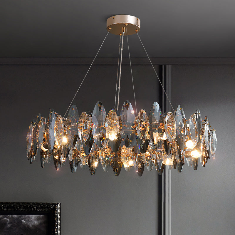 Light luxury crystal chandelier golden oval restaurant bar lamp bedroom luxury simple atmosphere