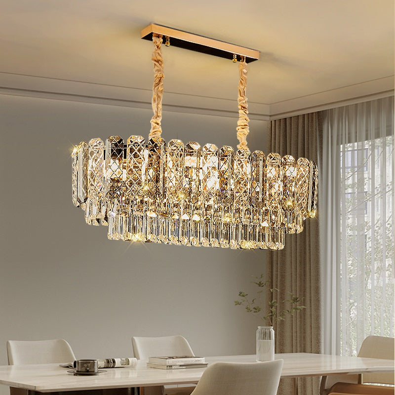 2023 new light luxury living room crystal ceiling lamp European round modern minimalist dining room bedroom lamps