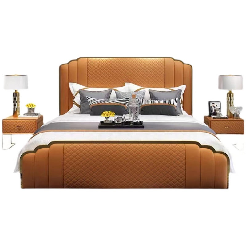 Modern light luxury bed high-end grand luxury double master bed 2023 new fashion simple leather wedding bed