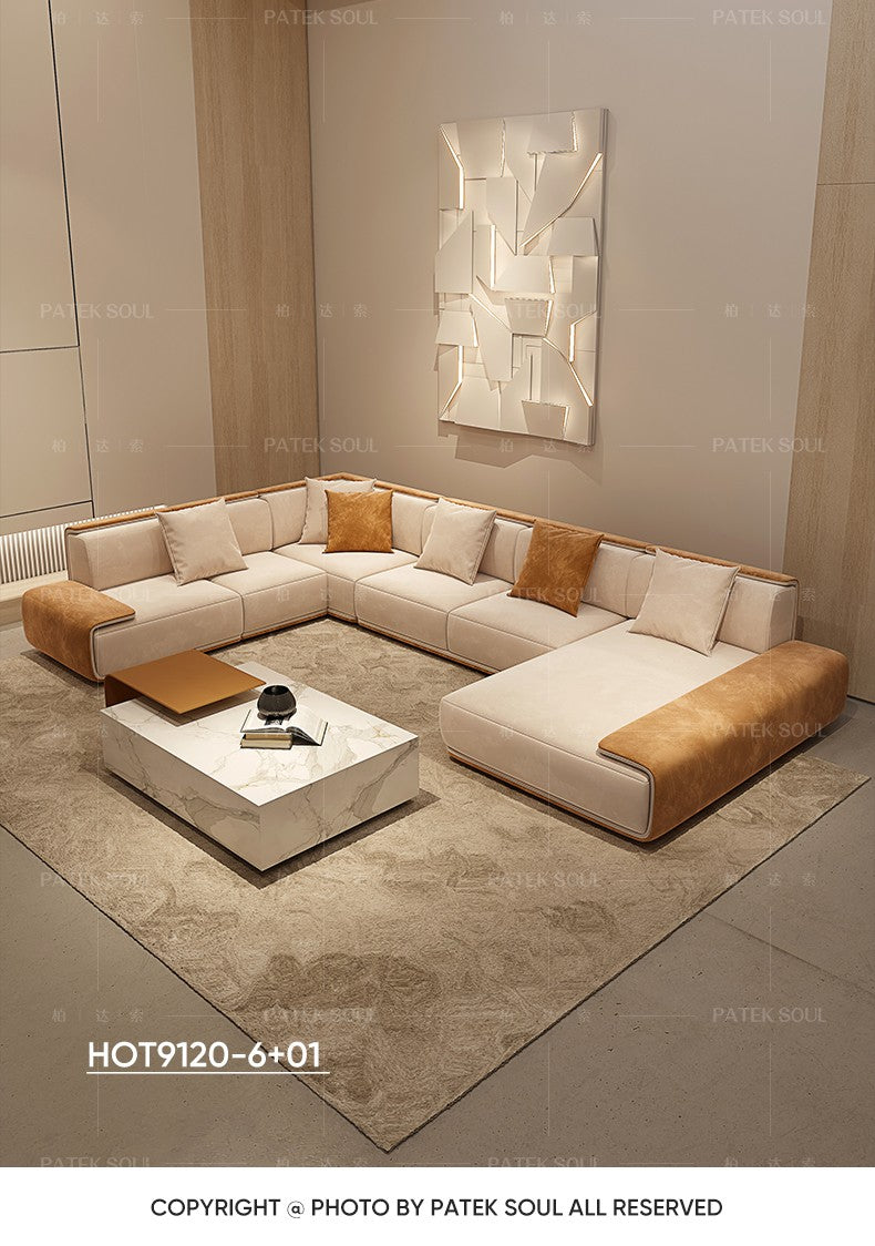 Italian style light luxury technology fabric sofa combination simple modern large-sized living room furniture