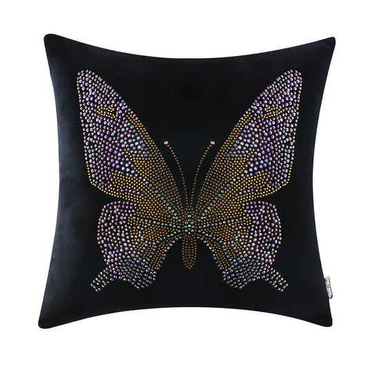 Vintage Butterfly Home Decorative Throw Pillow Decor Cushion, Black