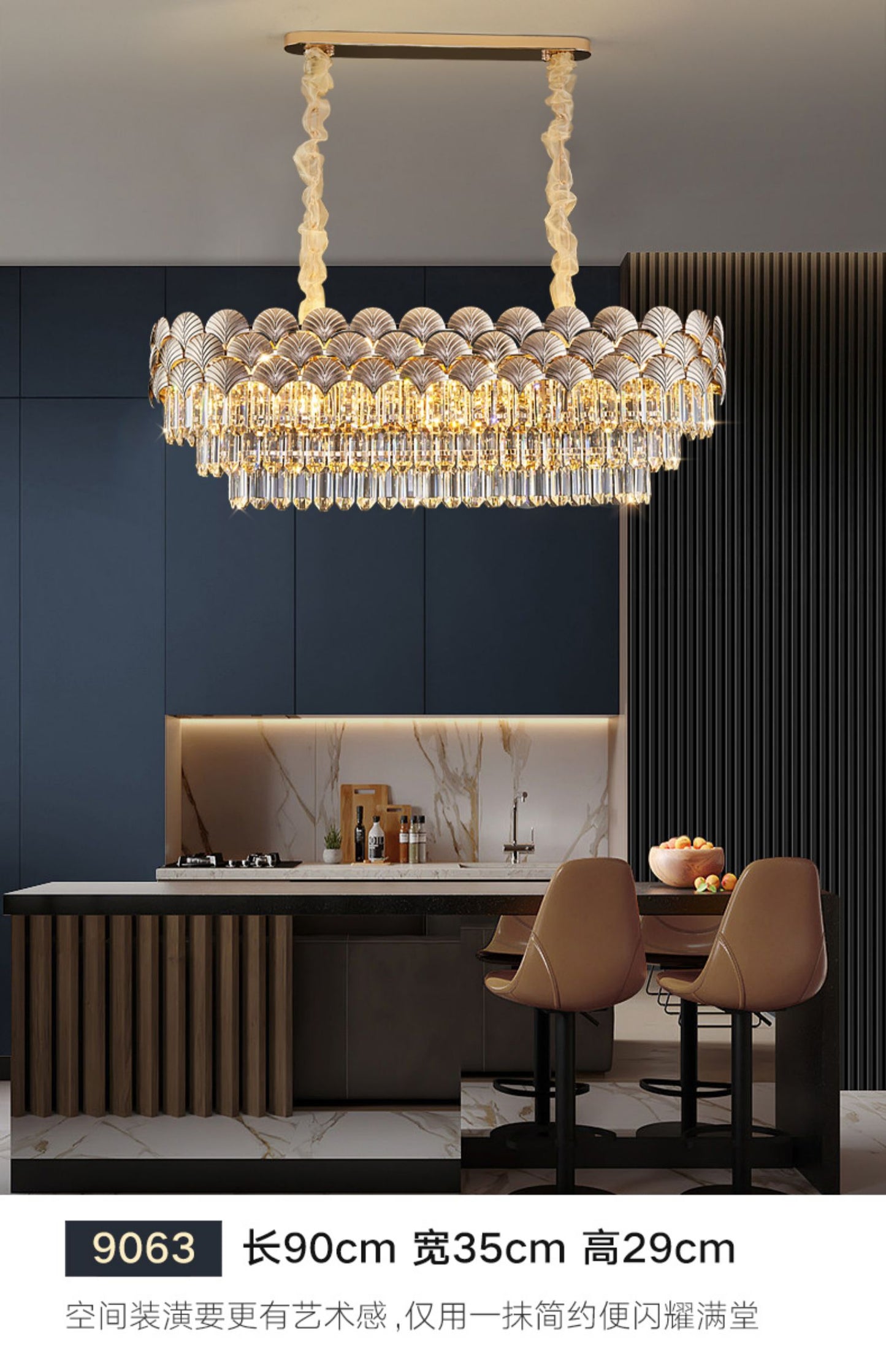 Simple modern atmospheric crystal chandelier hotel restaurant lobby chandelier light luxury creative living room hall lamps