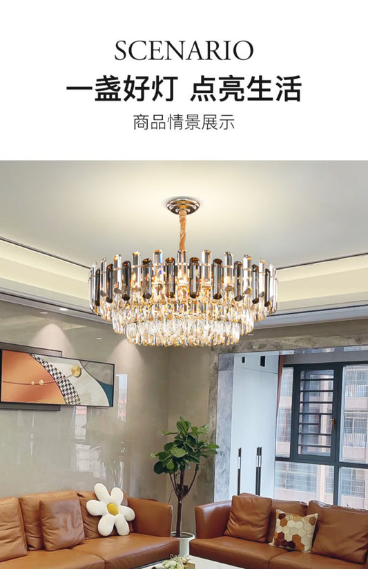 Post-modern light luxury crystal chandelier living room lamp luxury modern minimalist 2023 new restaurant bedroom lamp decoration
