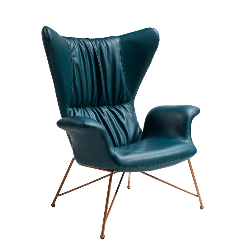 Vintage Butterfly Armchair with Gold Steel Legs, Peacock Blue