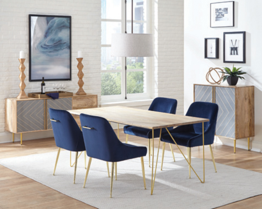 Contemporary Modern Design  Dark Ink Blue Side Chairs Dining Chair set of 2