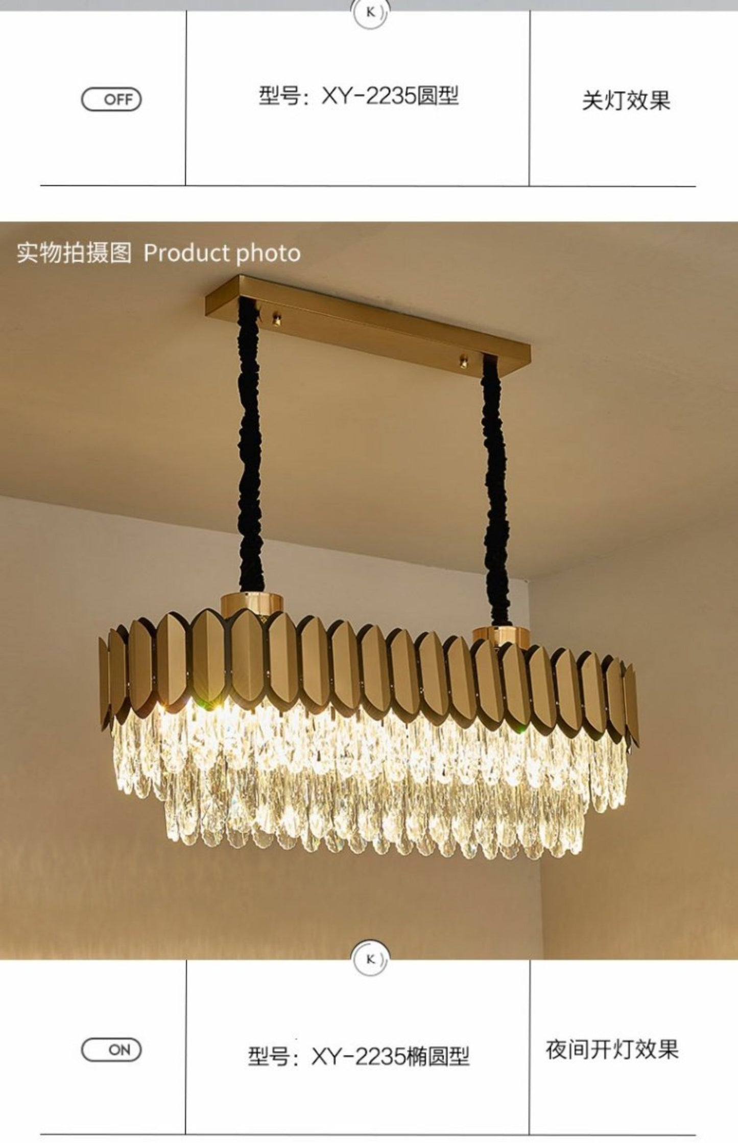 Suction hanging dual-purpose light luxury crystal chandelier post-modern living room lamp dining room lamp luxury bedroom porch foyer ceiling lamp