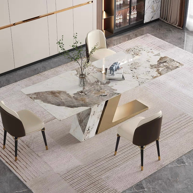 Contemporary 2021 Italy design marble top with stainless steel base dining table