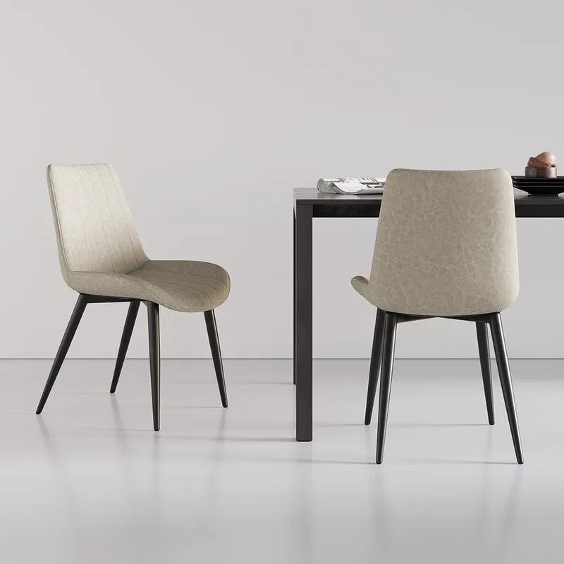 Modern White Dining Room Chairs Upholstered PU Leather (Set of 2)