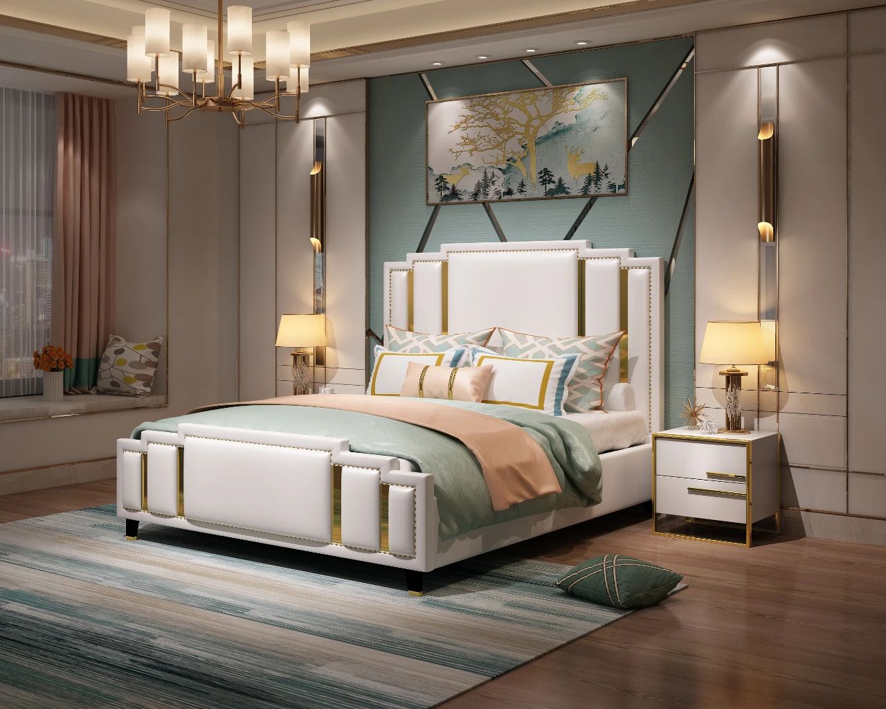 Modern light luxury bed